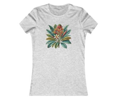 Camiseta gris con estampado botánico