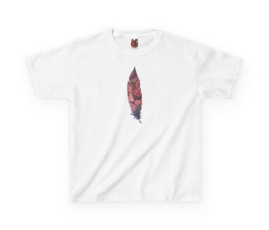White T-Shirt with Feather Design