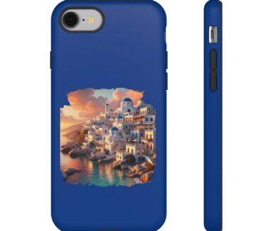 Blue Phone Case with Santorini Design