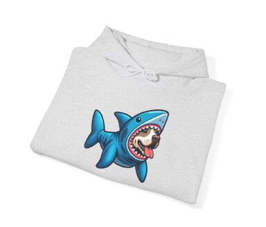 Gray Hoodie with Shark Dog Graphic