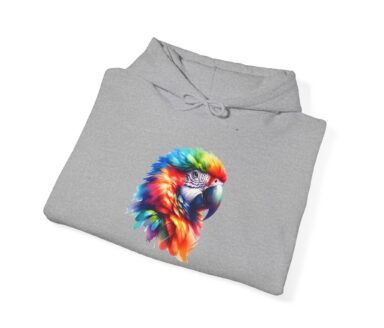 Gray Hoodie with Colorful Parrot Design