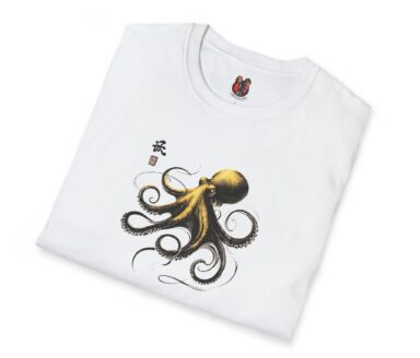 T-shirt blanc avec un motif de poulpe
