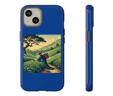 Etui de téléphone bleu avec motif de paysage