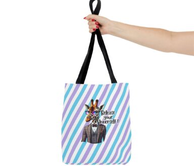 Bolsa de tela colorida con diseño de jirafa