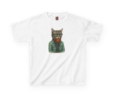Camiseta gráfica de gato con gafas y barba