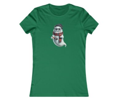 Green T-Shirt with Ghost Graphic