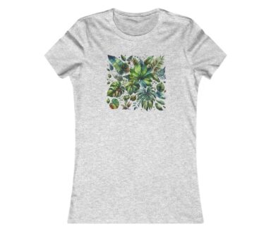 T-shirt gris avec motif feuille