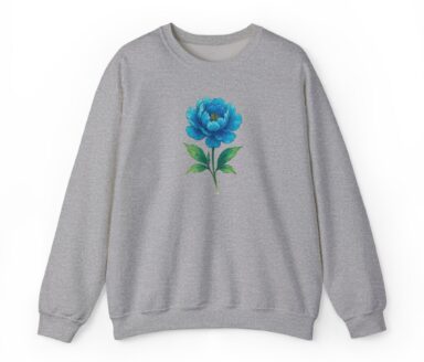 Sudadera gris con diseño de flor azul