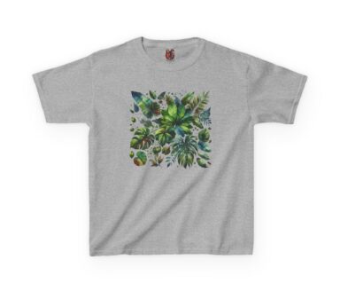 Gray T-Shirt with Leaf Design