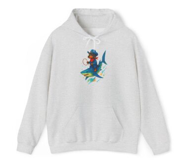 Gray Hoodie with Shark Design