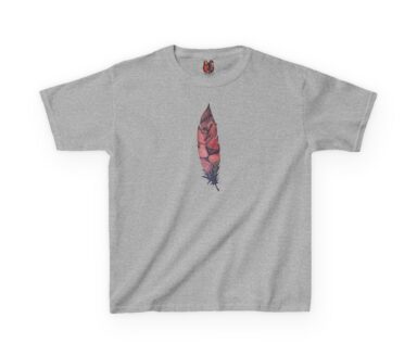 Gray T-Shirt with Feather Design