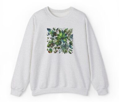 Gray Sweatshirt with Leaf Print