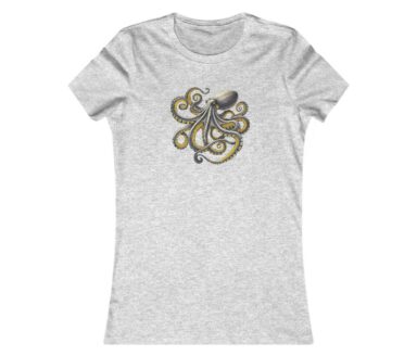 Gray T-Shirt with Octopus Design