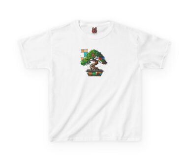 T-Shirt blanc avec motif d'arbre Bonsaï