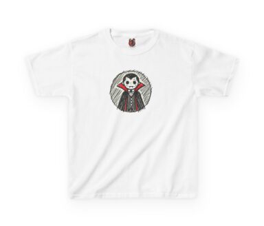 White T-shirt with Dracula Illustration