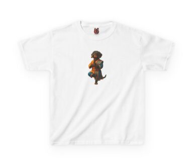 White T-Shirt with Dog Character Design