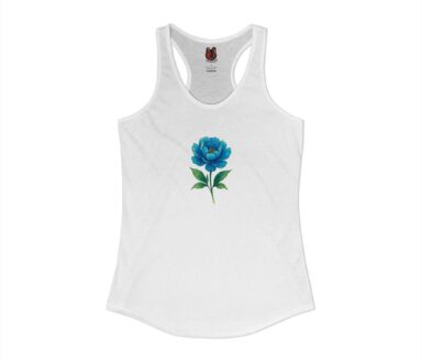 White Tank Top with Blue Flower Design