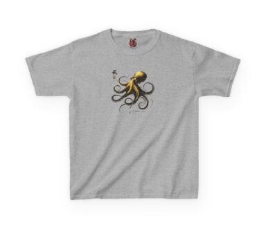 T-shirt gris avec motif pieuvre