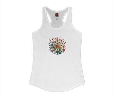 White Tank Top with Floral Design