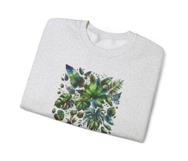 Gray Sweatshirt with Leaf Print