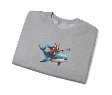 Gray Sweatshirt with Whale and Character Design