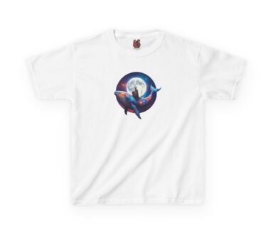 T-shirt blanc avec design baleine et astronaute