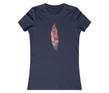 Navy T-Shirt with Feather and Lion Design