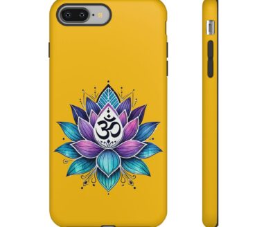 Coque de téléphone jaune avec motif de lotus