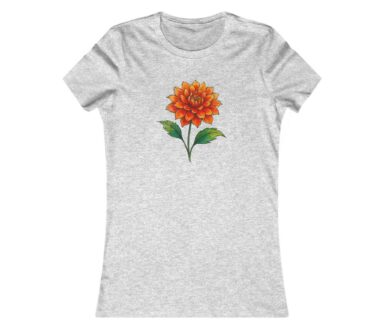 Grijs T-shirt met oranje bloemontwerp