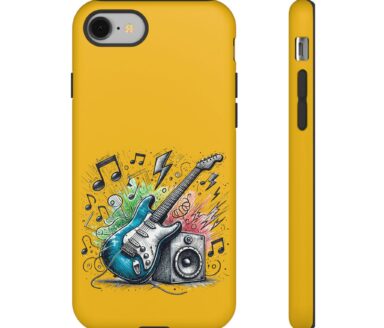 Diseño de funda para guitarra y teléfono altavoz