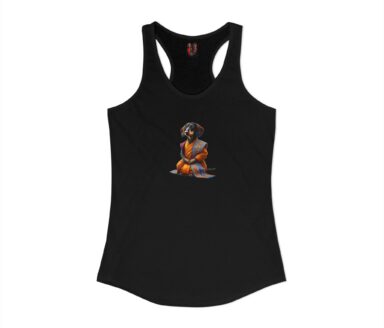 Camiseta sin mangas negra con ilustración de perro