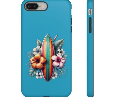 Surfboard Phone Case with Floral Design
