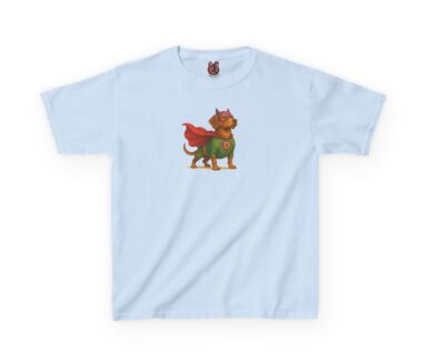 Light Blue T-Shirt with Superhero Dog Design