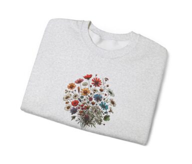 Sudadera gris con diseño floral