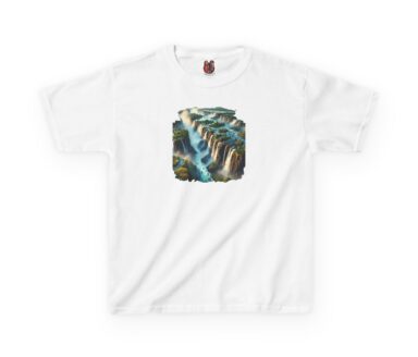 White T-shirt with Waterfall Design
