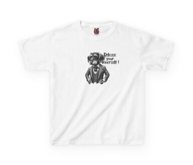 T-shirt blanc avec illustration de chien