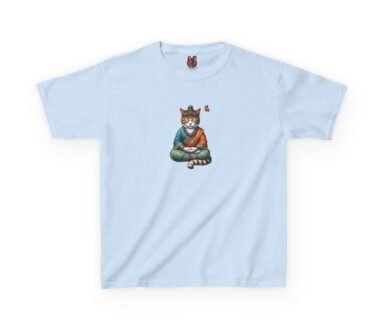 T-shirt bleu clair avec un motif de chat