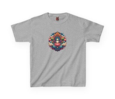 T-shirt gris avec design Bouddha coloré