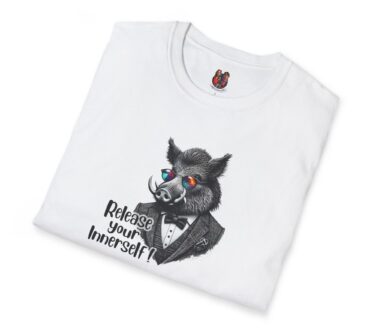 White T-Shirt with Boar Graphic and Text