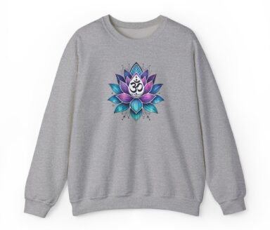 Sweat-shirt gris avec motif de lotus