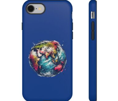 Blauw Telefoonhoesje met Aarde-design