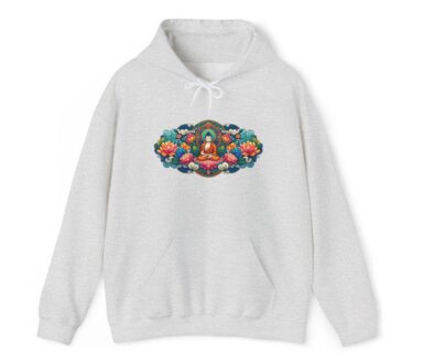 Gray Hoodie with Buddha Design