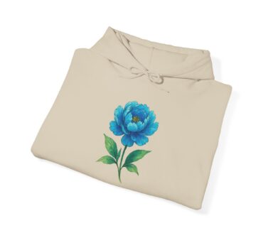 Beige Hoodie with Blue Flower Design