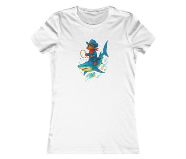 Graphic T-Shirt with Dog and Shark Design