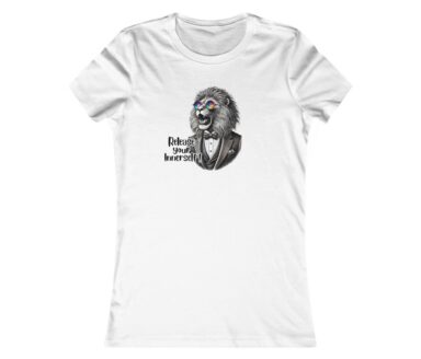 Wit T-shirt met leeuwenillustratie