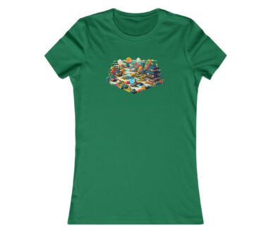 T-shirt vert avec un motif graphique coloré