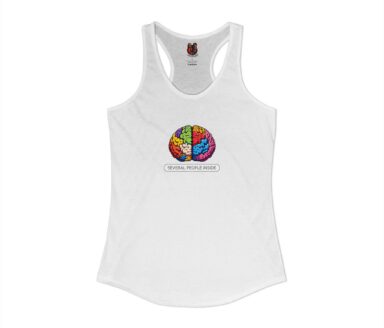 White Tank Top with Colorful Brain Design