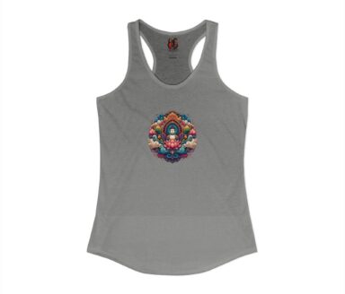 Gray Tank Top with Colorful Buddha Design