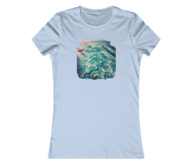 Blue T-shirt with Abstract Ocean Design
