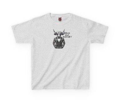 Gray T-Shirt with Bull Graphic and Text